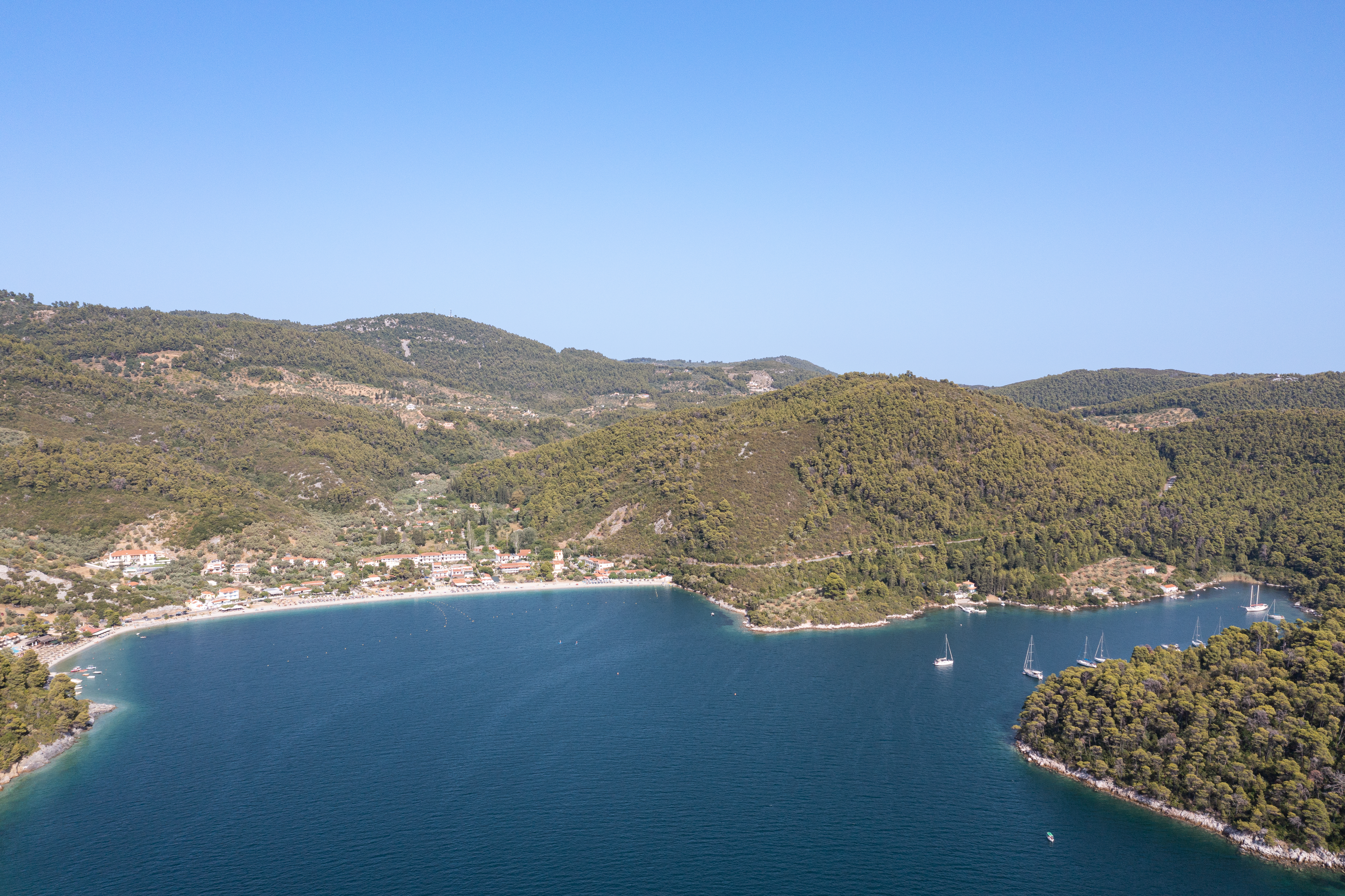 Panormos beach, Skopelos beach in Skopelos with moderate water conditions