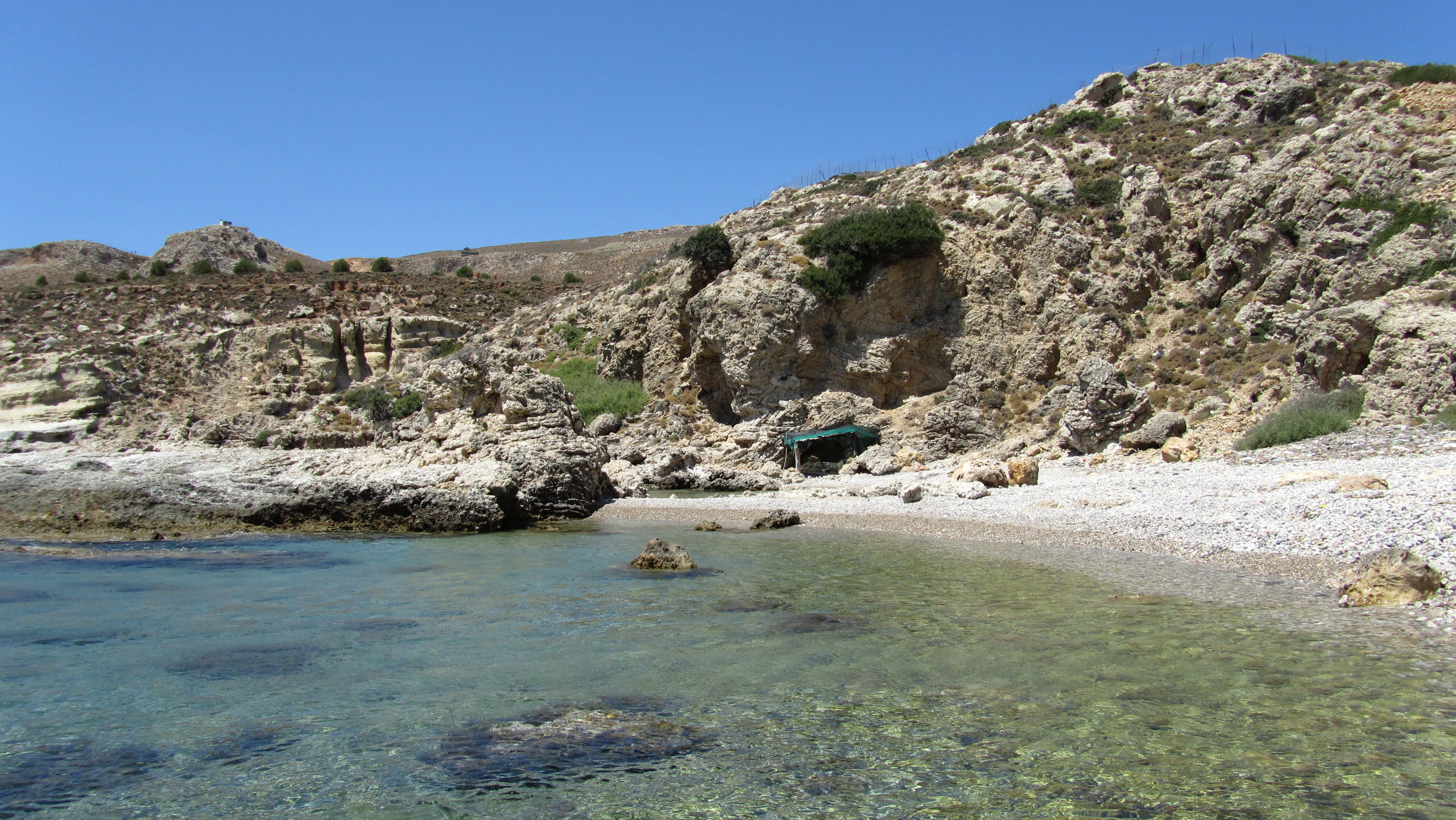 Grande Blue Beach in Rhodes with moderate water conditions