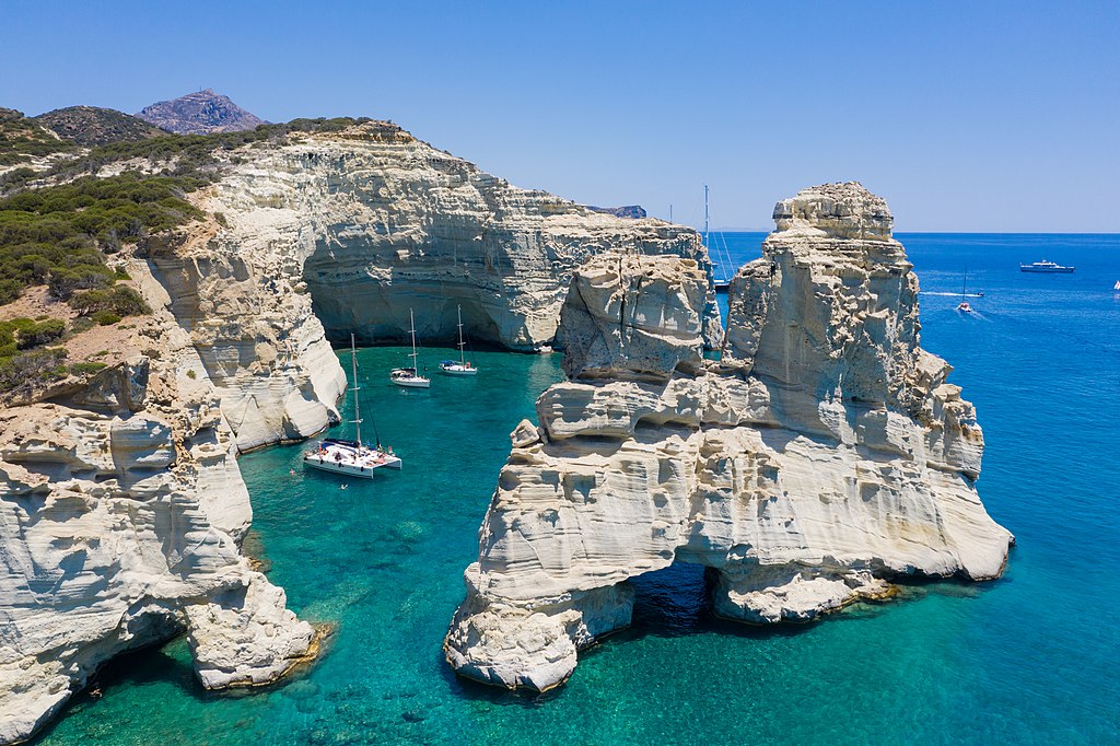 Kleftiko beach in Milos with calm water conditions
