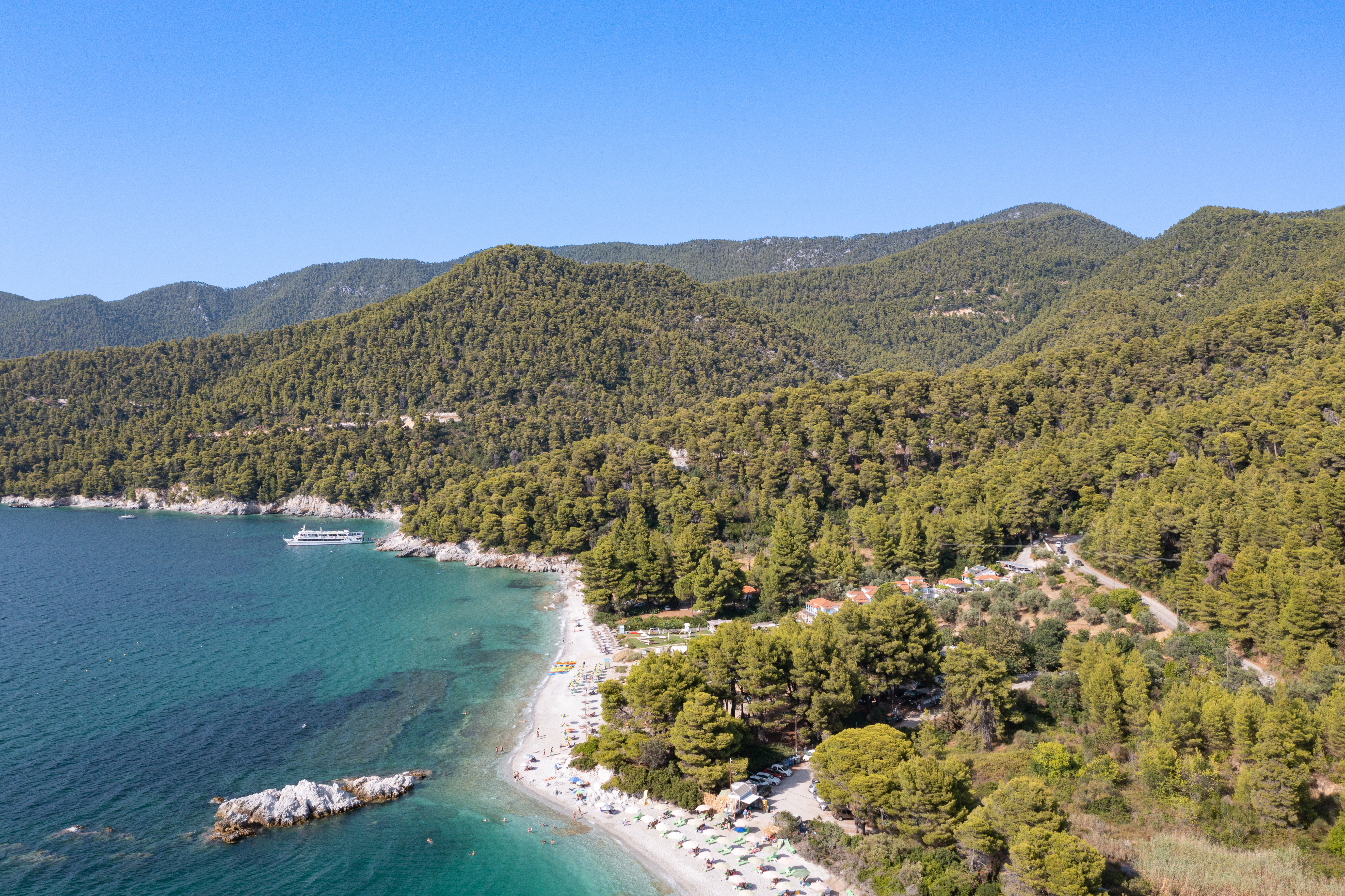 Milia beach in Skopelos with moderate water conditions