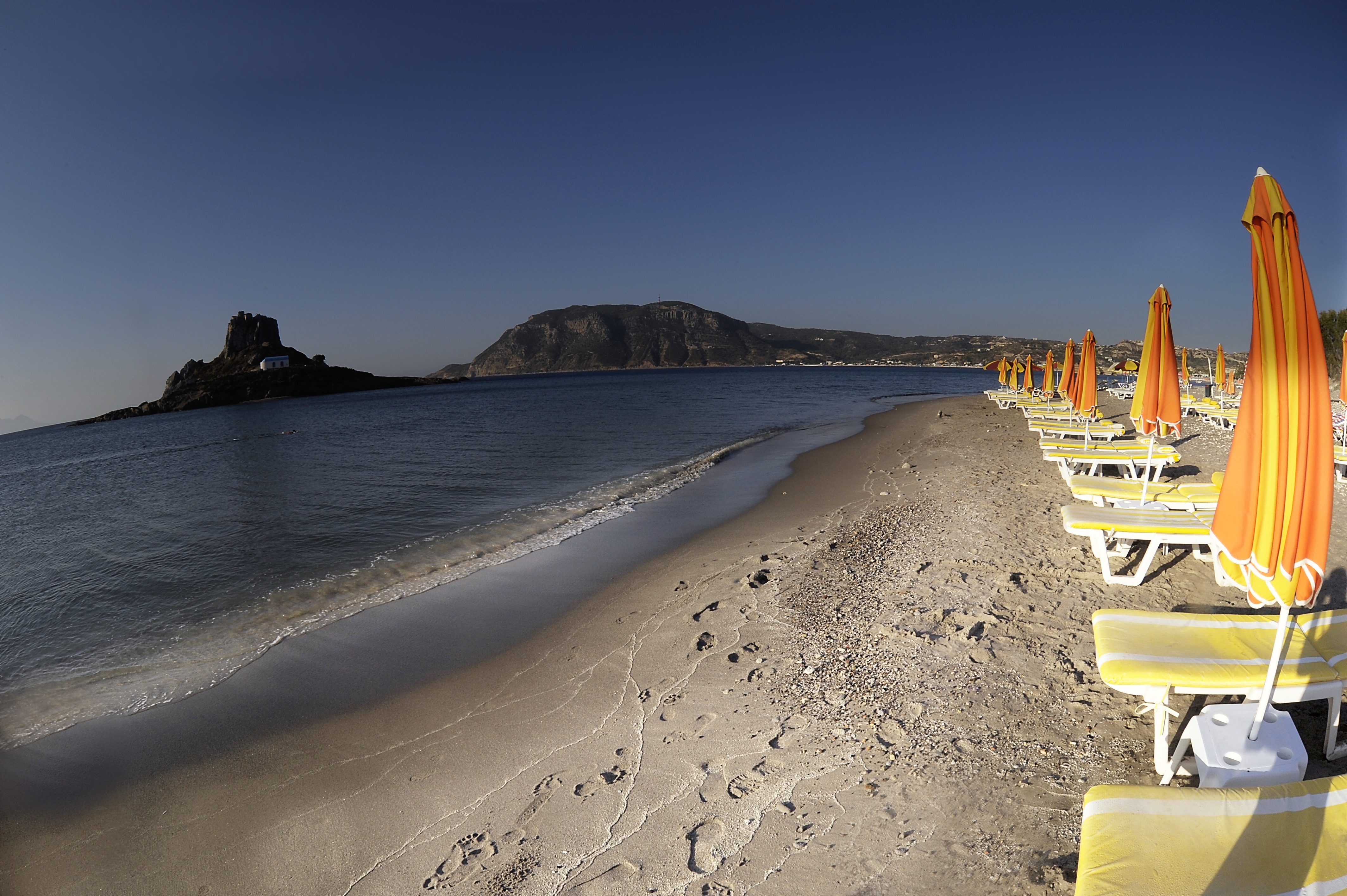 Agios Stefanos Bay beach in Kos with moderate water conditions