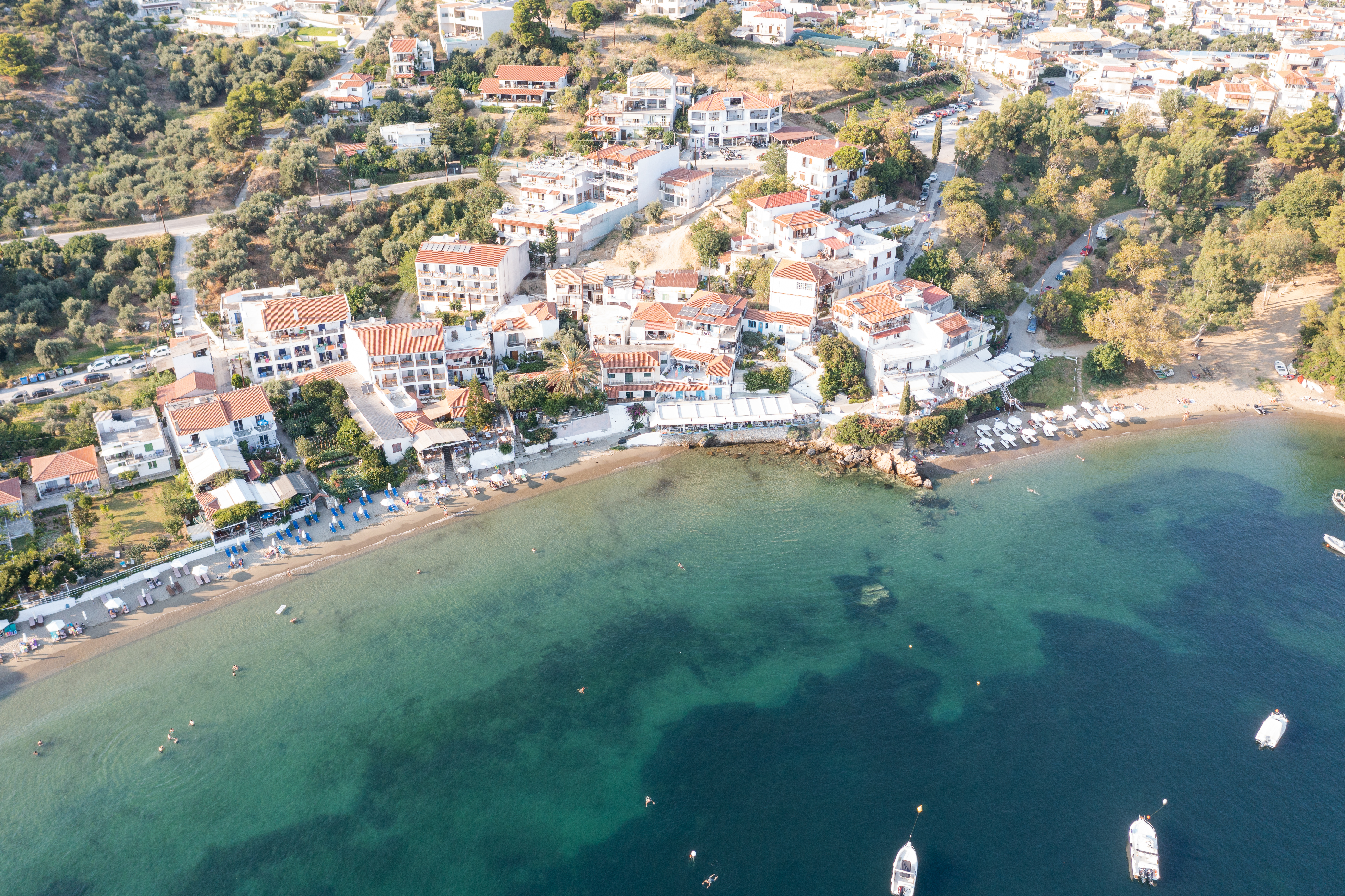 Megali Ammos beach in Skiathos with moderate water conditions