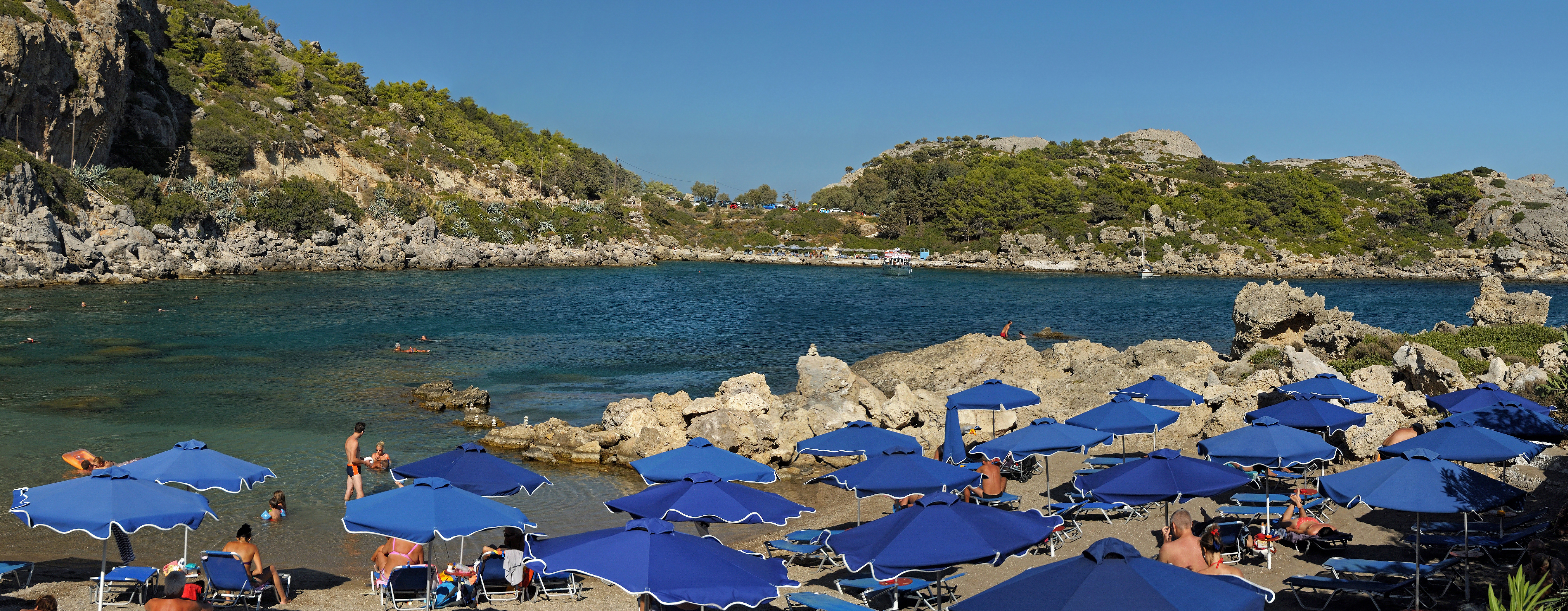 Ladiko Beach in Rhodes with moderate water conditions